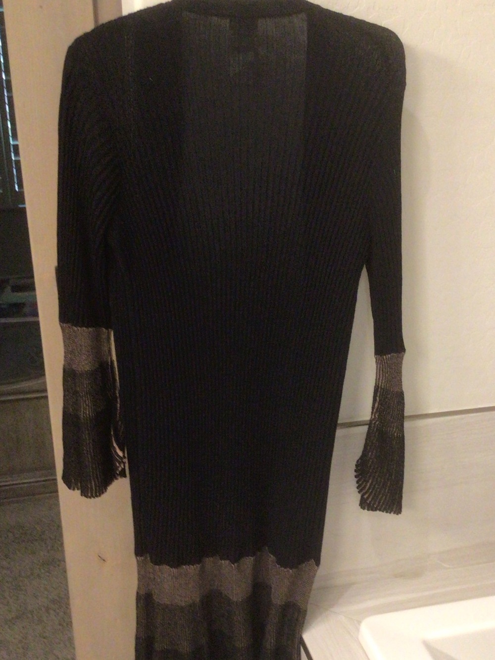 Chico's Black Open-Front Sweater with Flowy End Sleeves